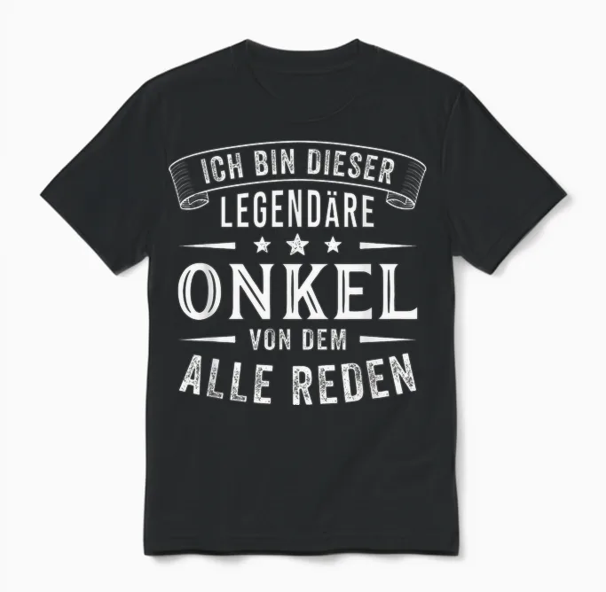 Men's T-Shirt with German Text "ich Bin Dieser Legendäre Uncle, Black Unisex T-Shirt in Black