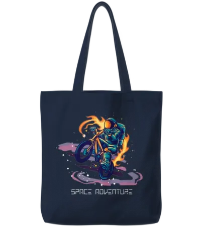 Astronaut Adventure Bike Cool Design Tote Bags - Navy