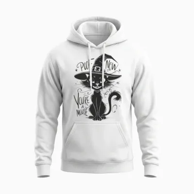 Retro Kitty Cat Witch Unisex Hoodie - White