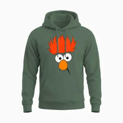 The Muppets Beaker Face T-Shirt, Gray Unisex Hoodie - Military Green