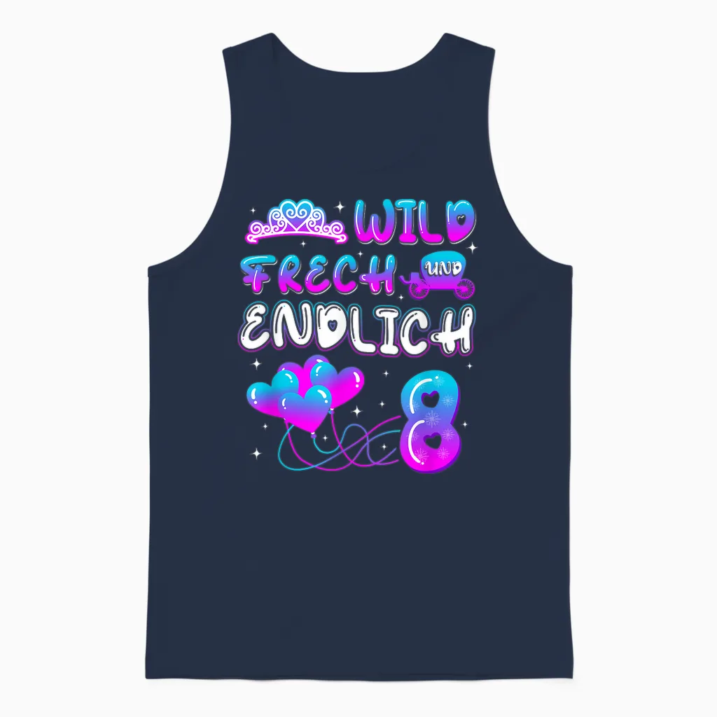 Wild Frech & Endlich 8 Jahre Alt Geburtstagsshirt Geburtstag Unisex Tank Top in Navy