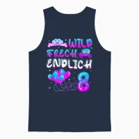 Wild Frech & Endlich 8 Jahre Alt Geburtstagsshirt Geburtstag Unisex Tank Top in Navy - 1