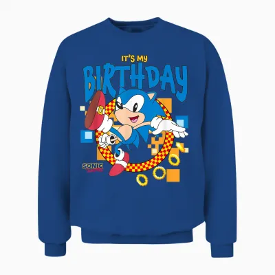 Sonic the Hedgehog Birthday It's My Birthday Cheering Sonic Unisex Sweatshirt - Royal