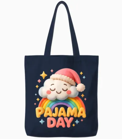 Pajama Day School Spirit Week Sleepy Cloud Teacher Student Tote Bags - Navy