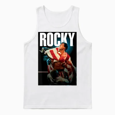 Rocky Iv American Flag Portrait T-Shirt Small Unisex Tank Top - White