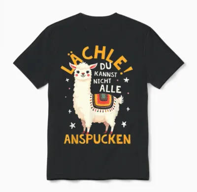 Smile Du Kannst Sie Nicht Alle Anspucken Lama Alpaca T-Shirt, Black, S Unisex T-Shirt - Black