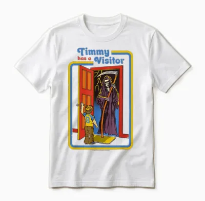 Timmy Grim Reaper Sarcastic Retro Vintage Funny Adult Humor Unisex T-Shirt - White
