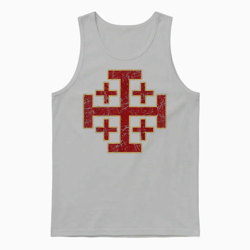 Croix De Jérusalem Chevaliers Du Temple Croisades T-Shirt, Black, S Unisex Tank Top in Ash
