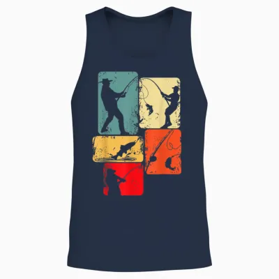 Fishing Fisherman Man Child T-Shirt, Black Unisex Tank Top - Navy