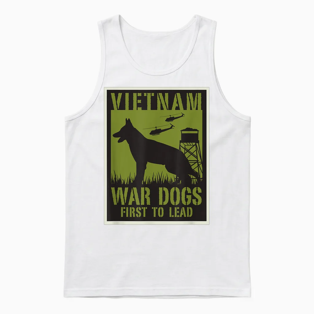 Vietnam War Dogs T-Shirt, Black, S Unisex Tank Top in White