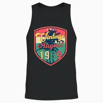 1969 August Retro Unisex Tank Top - Black