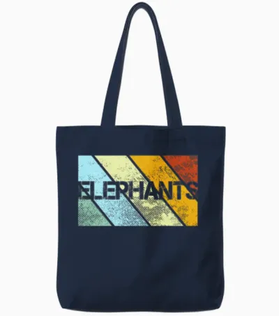 Elephant Retro Tote Bags - Navy