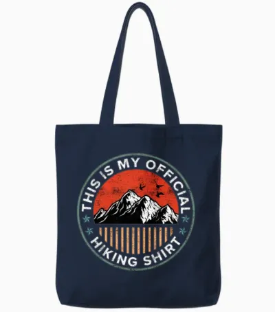 This Is My Official Hiking Shirt Wanderlust Tote Bags - Navy