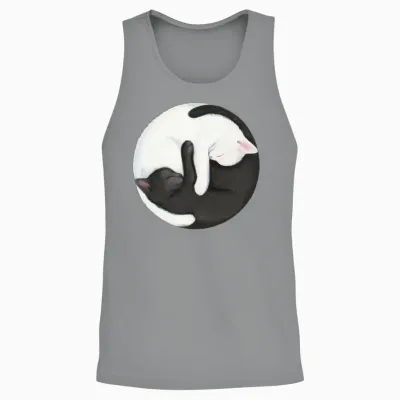 Yin Yang Cats Black and White Zen Kittens Unisex Tank Top - Sport Grey