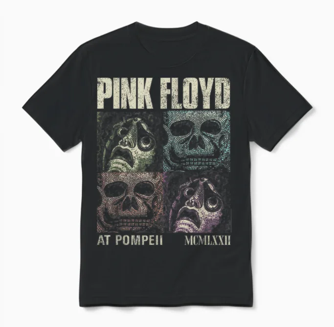 Pink Floyd in Concert at Pompéi Memento Mori T-Shirt, Black, S Unisex T-Shirt in Black