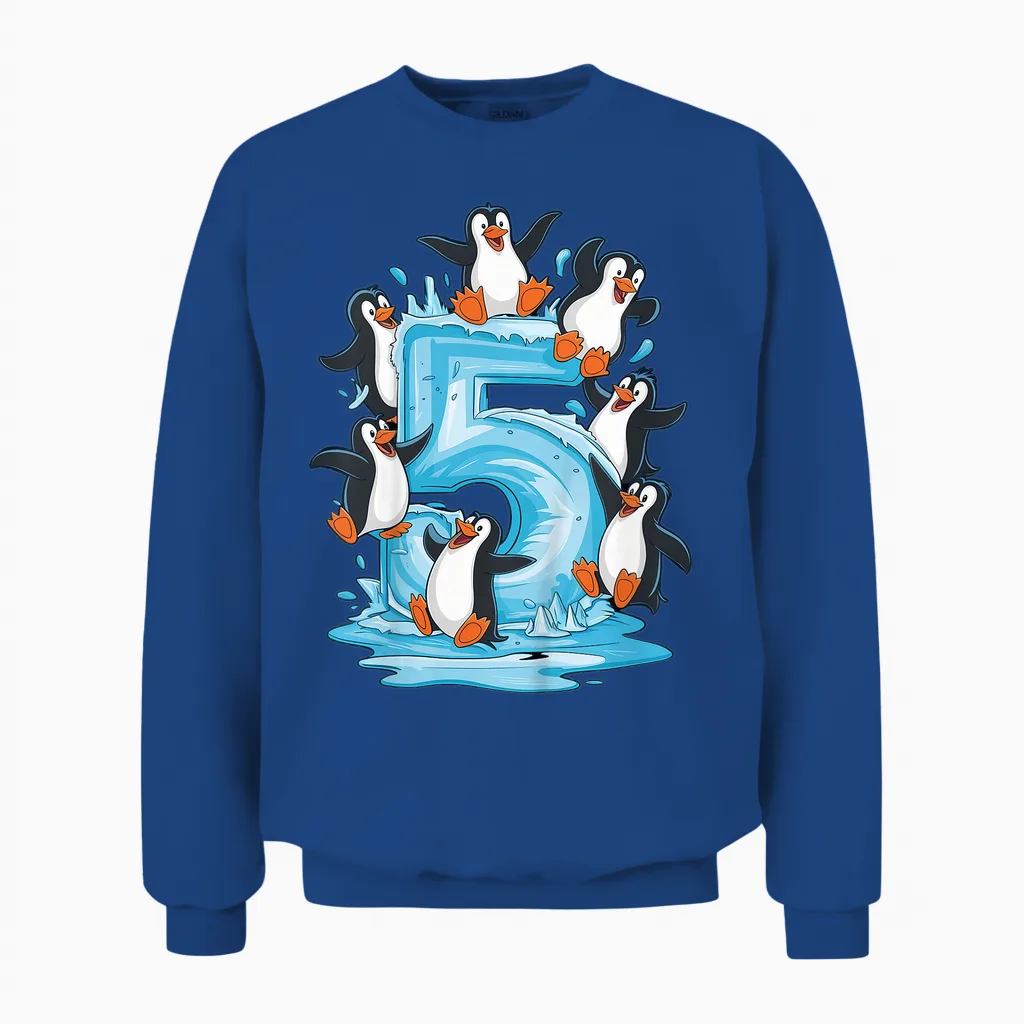 Kinder Pinguine 5. Geburtstag Jungen Mädchen 5 Jahre Pinguin Unisex Sweatshirt in Royal