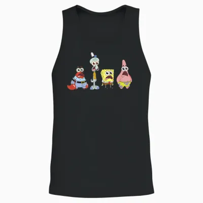 Spongebob Squarepants Spongebob Cast Group Stare Unisex Tank Top - Black