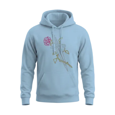 Rose with Knife Unisex Hoodie - Light Blue
