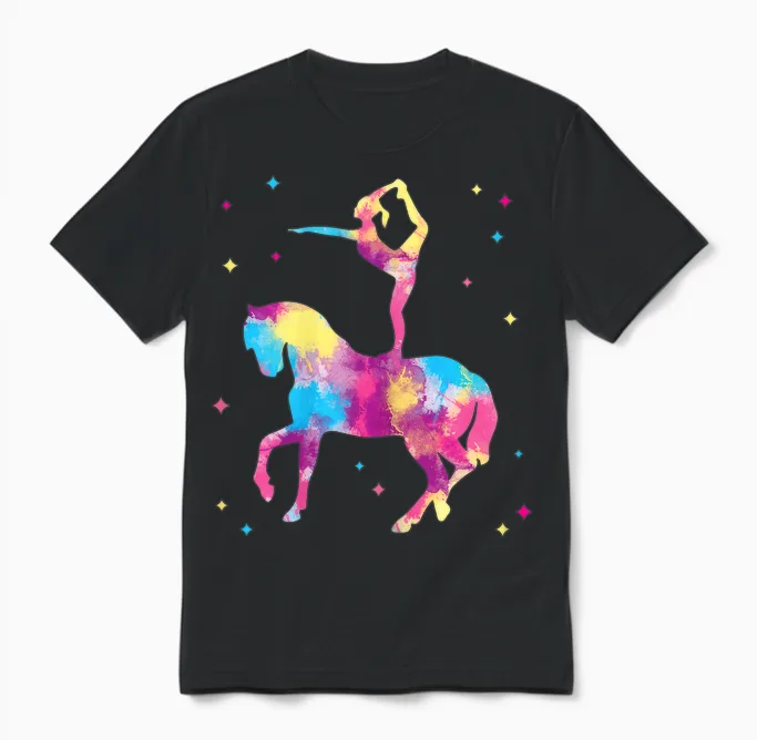 Voltigieren Volti Horse Girl's T-Shirt, Black Unisex T-Shirt in Black