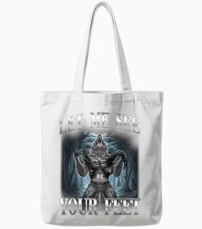 Lass Mich Deine Füße Sehen Alpha Wolf Ironic Meme Tote Bags - White