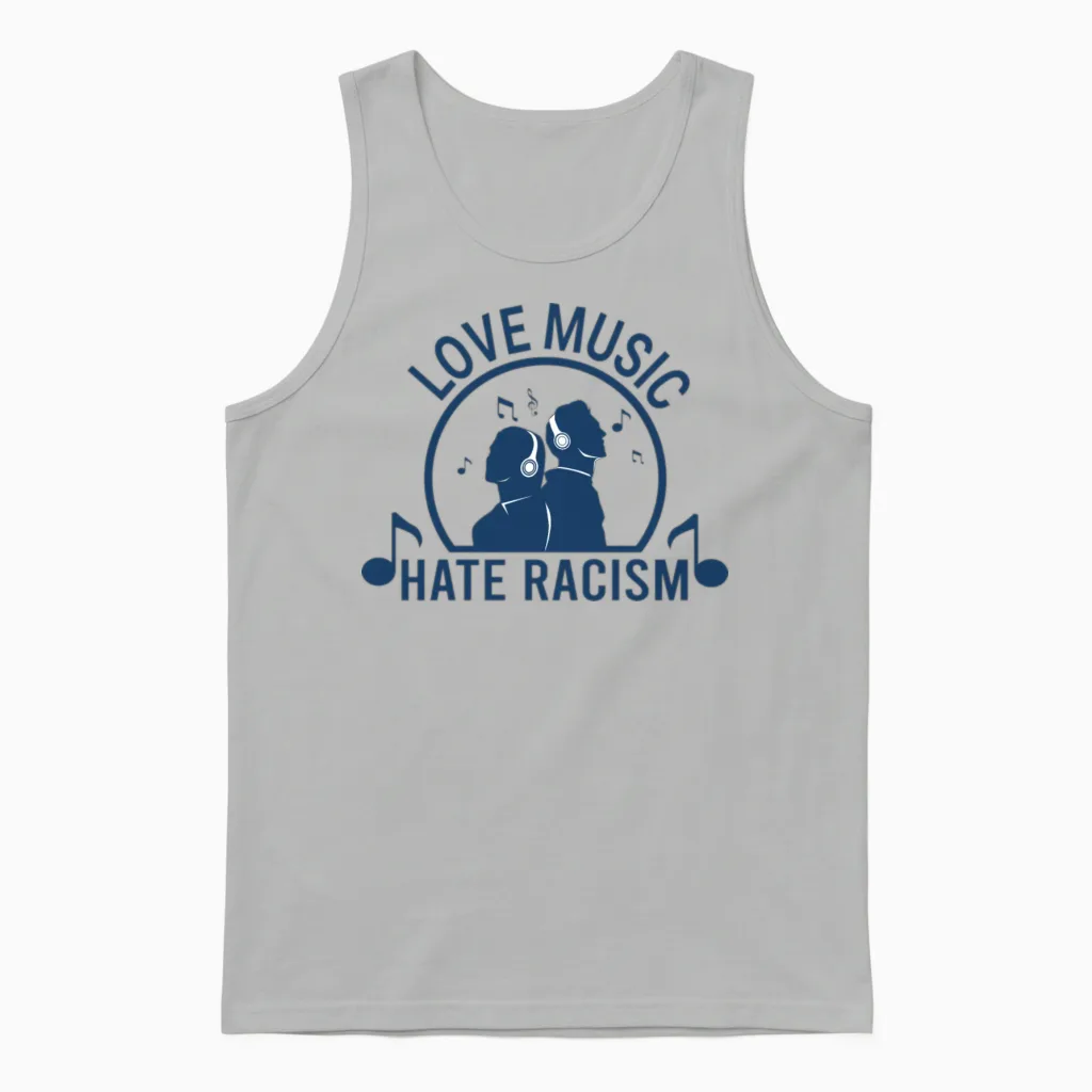 Love Music Hate Racism - Lovers Unisex Tank Top in Ash