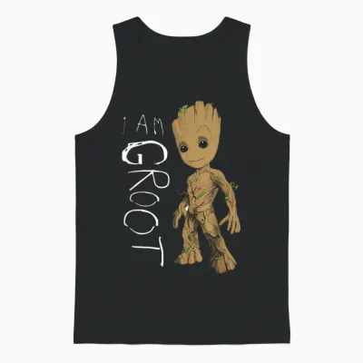 Guardians of the Galaxy Vol.2 I Am Groot Scribbles T-Shirt, Black Unisex Tank Top - Black