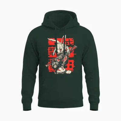 Anime Manga Cyberpunk Aesthetic Techwear Harajuku Bunny Girl T-Shirt, Black Unisex Hoodie - Forest