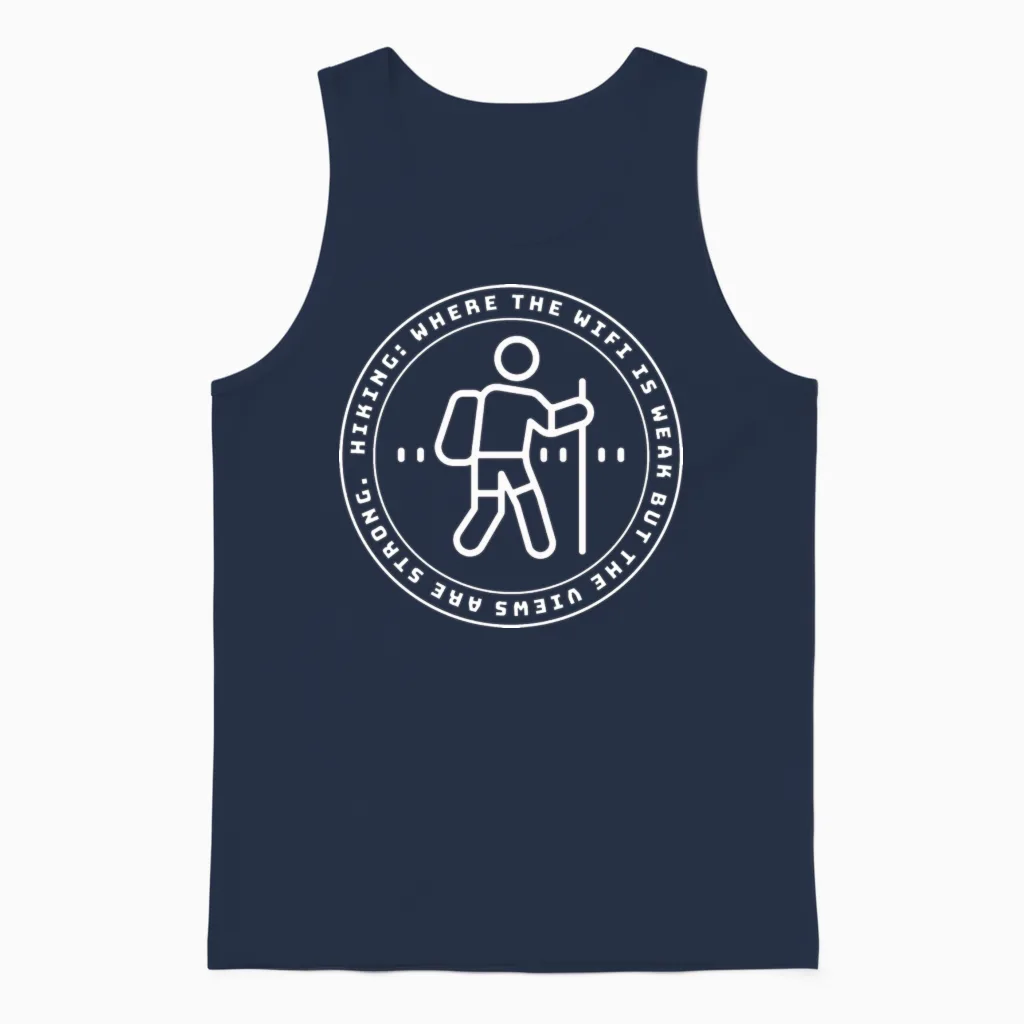 Hiking: Where the Wifi Is Weak... Unisex Tank Top in Navy