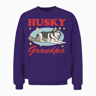 Husky Grandpa Dog Owner Siberian Husky Unisex Sweatshirt - Purple