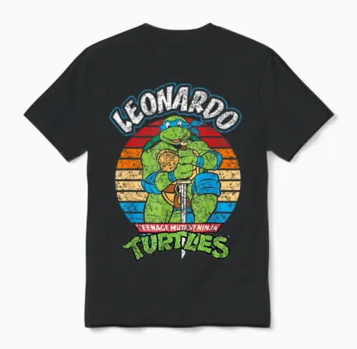 Mademark X Teenage Mutant Ninja Turtles - Teenage Mutant Ninja Turtles Leonardo Ready for Action Unisex T-Shirt in Black