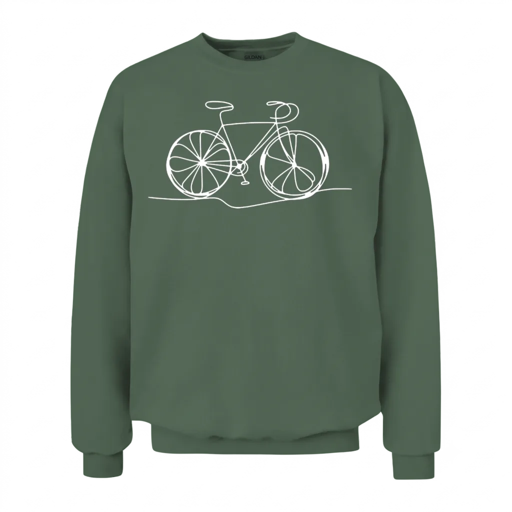 Bicycle Bike Cycle - One Line Art - Cyclist Biking Unisex Sweatshirt - Military Green
