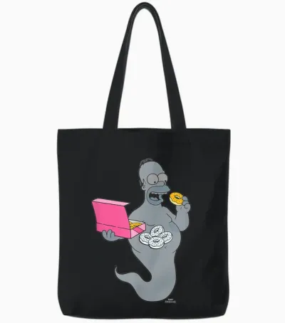 The Simpsons Homer Simson Ghost Donuts Tote Bags - Black