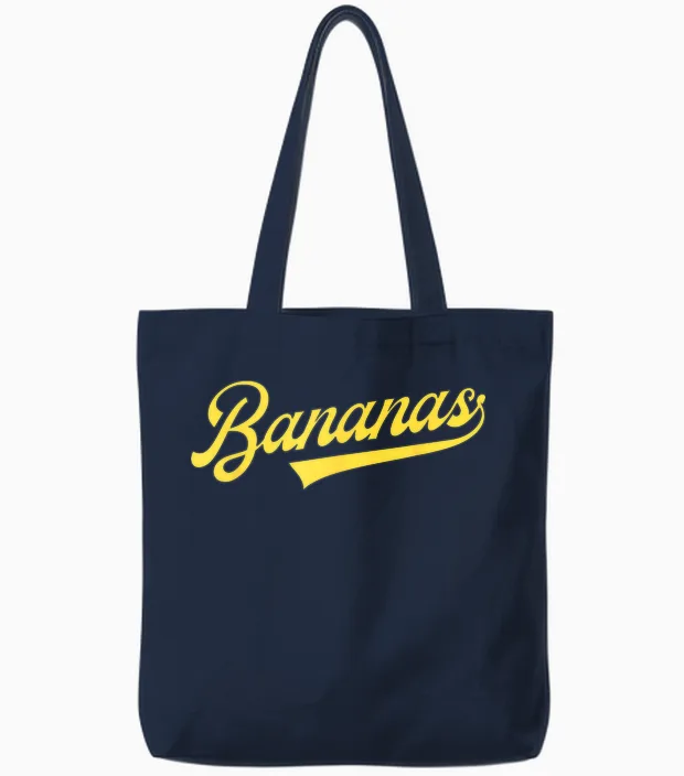 Banana Retro Throwback Popular Fruit Humor Bananas Classic Tote Bags in Navy
