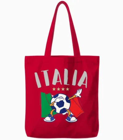 Italy Dabbing Soccer Ball Flag Star Badges Tote Bags - Red