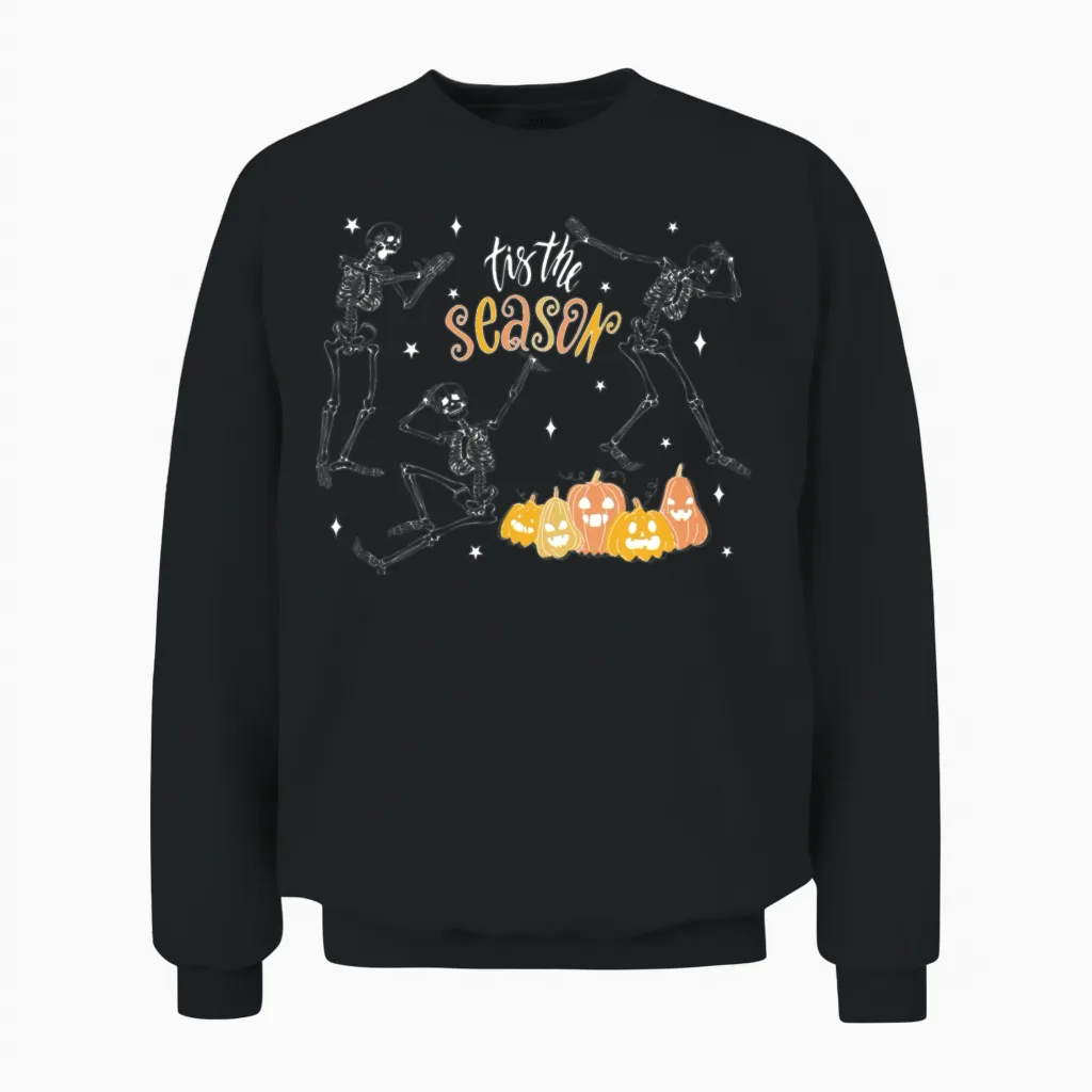 Vintage Skull Shirt, Retro Fall Shirt, Halloween Unisex Sweatshirt - Black