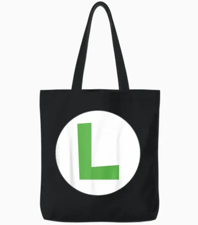 Nintendo Super Mario Luigi Icon Costume Tote Bags - Black