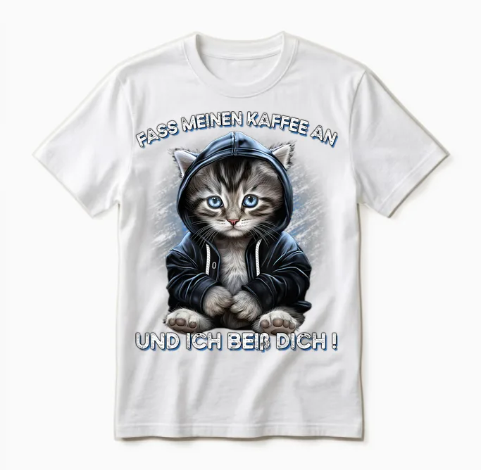 Fass Meinen Kaffee an Und Ich Beißdich T-Shirt, Black Unisex T-Shirt in White