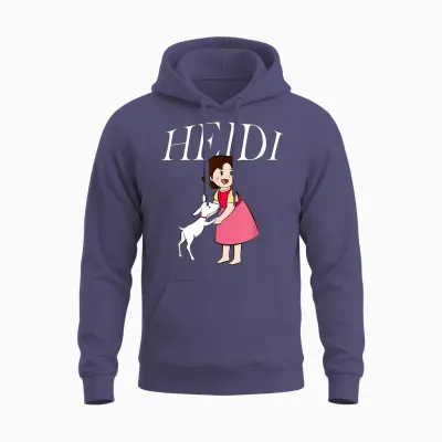 Heidi with Goat Cute Cartoon Tv Series with Logo T-Shirt, Black Unisex Hoodie - Heather Sport Dark Navy