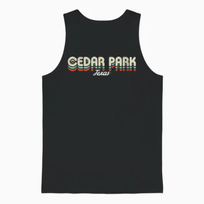 Retro Cedar Park Texas Unisex Tank Top - Black