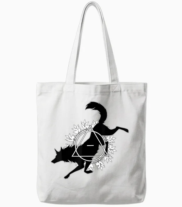 Therian Theta Delta Wolf Dog T-Shirt, Gray Tote Bags in White