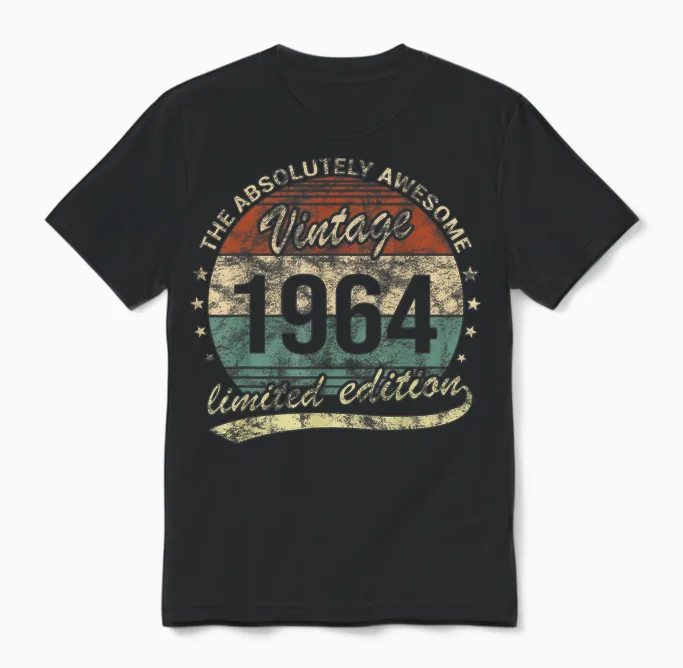 The Absolutely Awesome Vintage 1964 Mann Oder Frau Geburtstag Unisex T-Shirt in Black