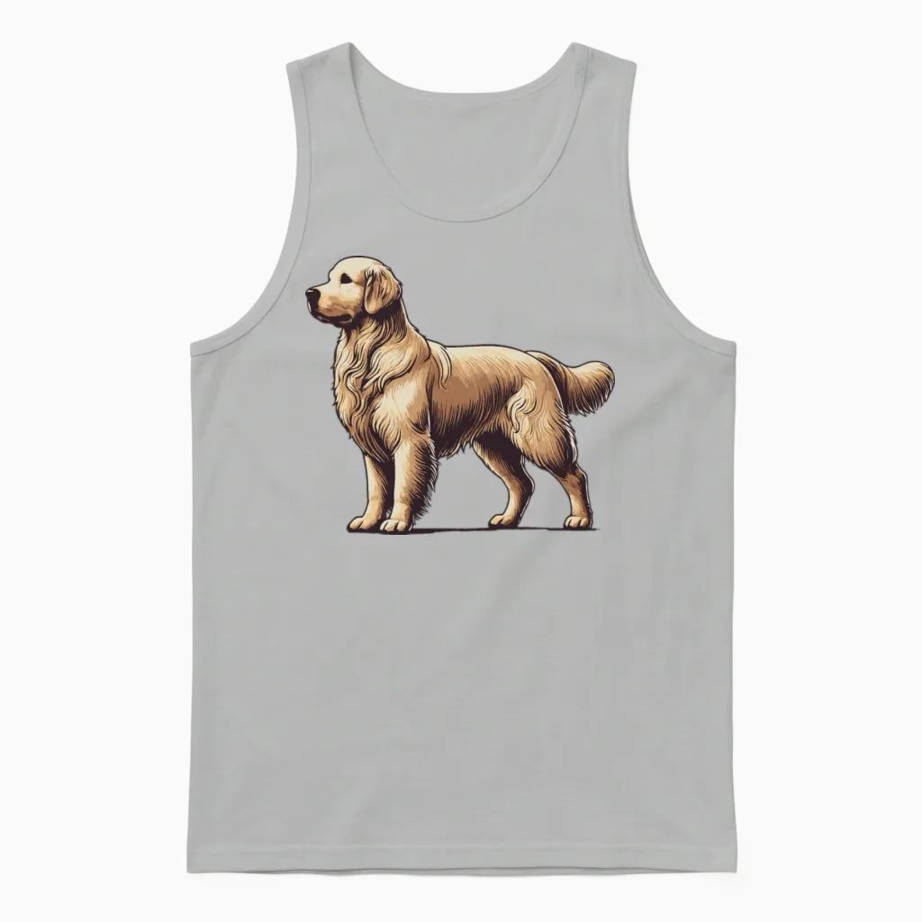 Golden Retriever Unisex Tank Top in Ash