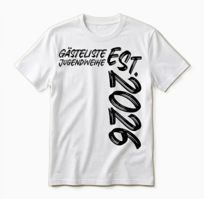 Gästeliste Jugendweihe Est. 2026 Feier Gäste Unterschriften Unisex T-Shirt in White