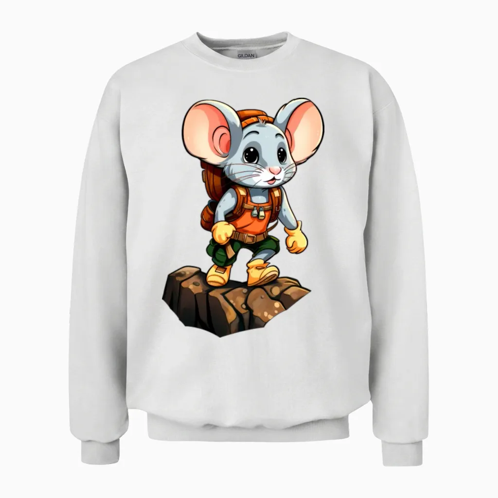 Mice Mountaineer / Hiking Mouse Unisex Sweatshirt in White