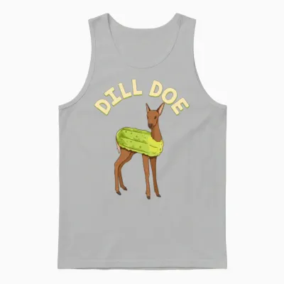 Dill Doe Shirt Animal Pun Pickle Dildo Funny Deer Unisex Tank Top - Ash