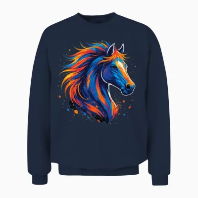 Colorful Artistic Horse Unisex Sweatshirt - Navy