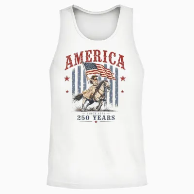 America 250 Years Patriotic Cowgirl 4th July for Girl Women Unisex Tank Top - White