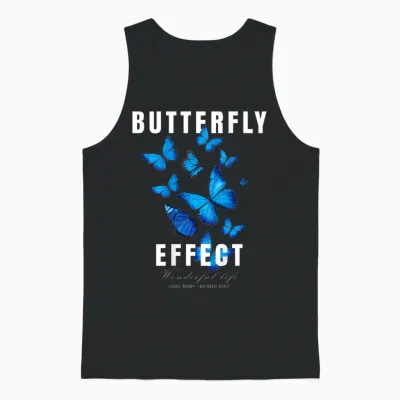 Butterfly Effect T-Shirt Backprint Techno Festival Tekk Unisex Tank Top - Black