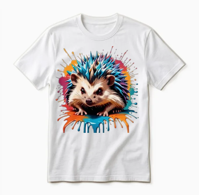 Retro Style Hedgehog Unisex T-Shirt in White