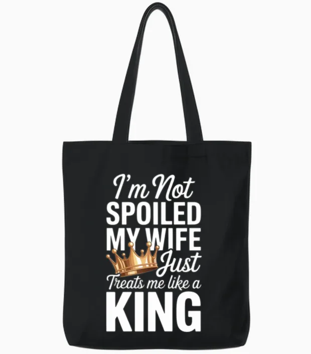 Playful Wedding Wife Quote Design Tote Bags in Black